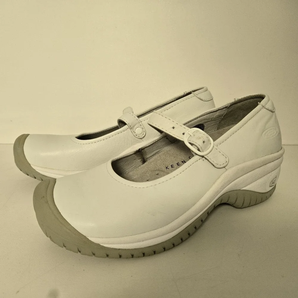 Keen Womens Size 6M Ivory Ecru Mary Jane Leather Loafer Shoes Utility PTC MJ II